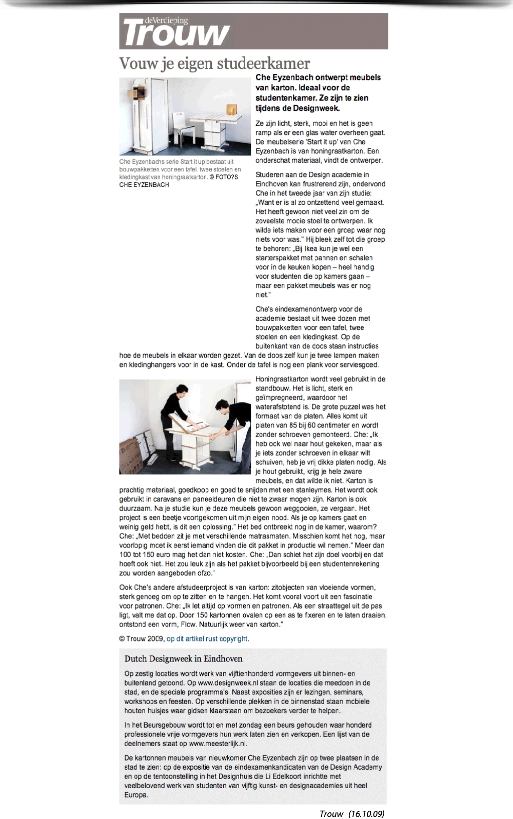 Trouw artikel (16.10.09)